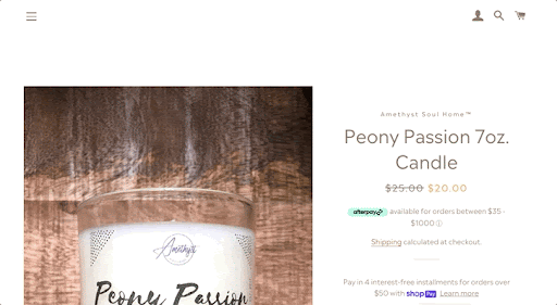 GIF showing a product page for cleansing lotion